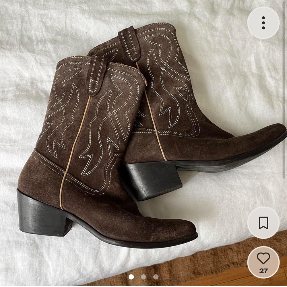 UO Brown Suede Leena Cowboy Boots - 7